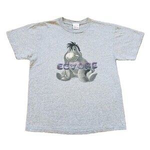 Vintage 90s Disney Store Happy Eeyore Size Medium Unisex Gray T-Shirt Grey Pooh